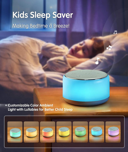 FamiSym White Noise Sound Machine Baby for Sleeping with Night Light – 34 Soothing Sounds, Rechargeable White Noise Machine for Kids Adults, Portable Lullaby Sleep Machine Baby Soother Home Travel
