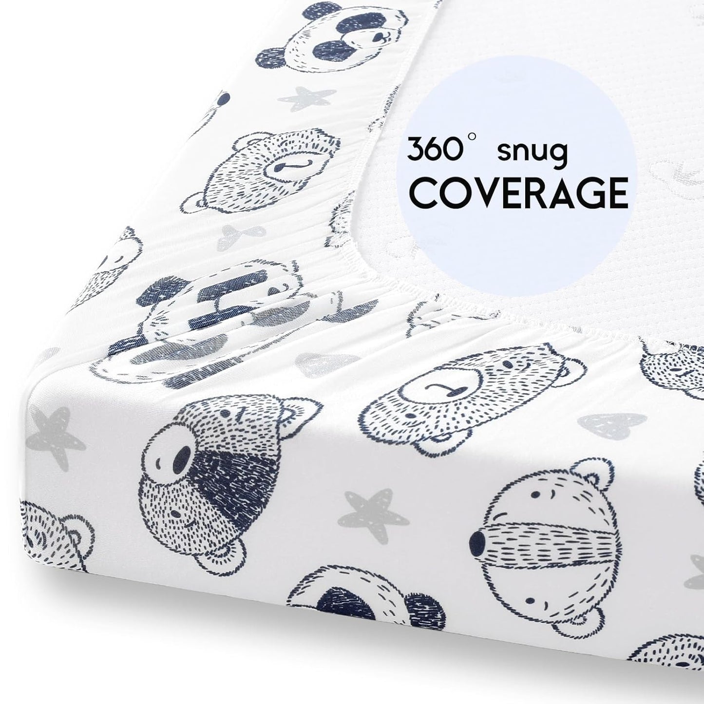 Yoofoss Pack and Play Sheets Fitted, Mini Crib Sheets 2-Pack for Pack N Play Mattress, Stretchy Playard Sheet, Soft and Breathable Green+Giraff
