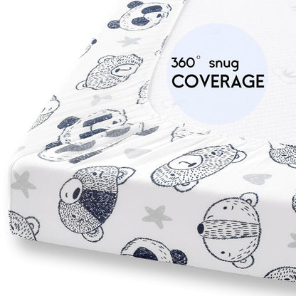 Yoofoss Pack and Play Sheets Fitted, Mini Crib Sheets 2-Pack for Pack N Play Mattress, Stretchy Playard Sheet, Soft and Breathable Green+Giraff