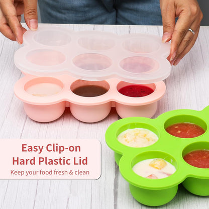 12x1.5oz Baby Food Storage Containers, Baby Food Freezer Tray with Clip Lid Gossamer Pink, Food Grade Silicone Freezer Trays for Purees & Vegetables