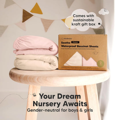 2-Pack Organic Bassinet Sheets for Girls, Boys - 100% Cotton Bassinet Mattress Sheets Compatible with Halo Bassinest Swivel Sleeper, Graco, Baby Delight, Chicco, Unisex Fitted Bassinet Sheets (Elly)