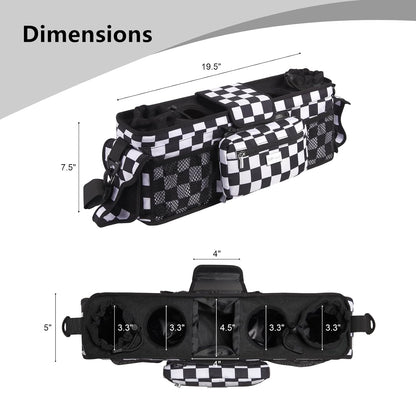 TOPDesign Universal Baby Stroller Organizer, Stroller Caddy with Detachable Mesh Bag & Heightened Insulated Cup Holders & Non-Slip Secure Hooks Accessories, Fits Most Strollers (Checkerboard) - Colors A