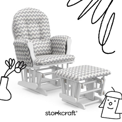 Storkcraft Premium Hoop Glider & Ottoman (Espresso/Gray Swirl) — GREENGUARD Gold Certified Nursery Glider, Solid Wood Craftsmanship, Smooth-Gliding Nursery Chair and Ottoman, Award-Winning - Colors A