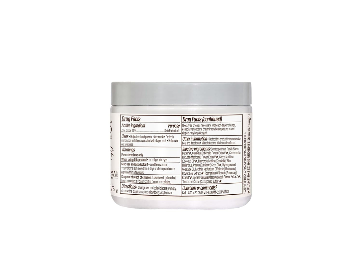 Babo Botanicals Sensitive Baby Fragrance-Free Diaper Cream - 25% Natural Zinc Oxide - Calendula, Shea & Cocoa Butter - EWG Verified - Vegan- from Birth on - 6 Ounce Jar