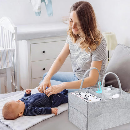 2 Pack Diaper Caddy Organizer, Portable Baby Caddy Organizer with Handle, Collapsible Nursery Storage Bin and Gift Baskets for Girls and Boys - Newborn Essentials, Baby Shower Gifts (Green)
