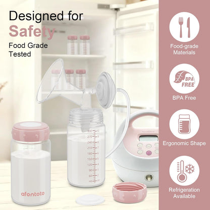 6PCS Breastmilk Storage Bottle for Momcozy Breast Milk Cooler, Wide-Neck Baby Bottles for Pumping Fit Spectra Flange, Spectra Collection Bottles for Fridge, Breastfeeding Essential, 10 oz