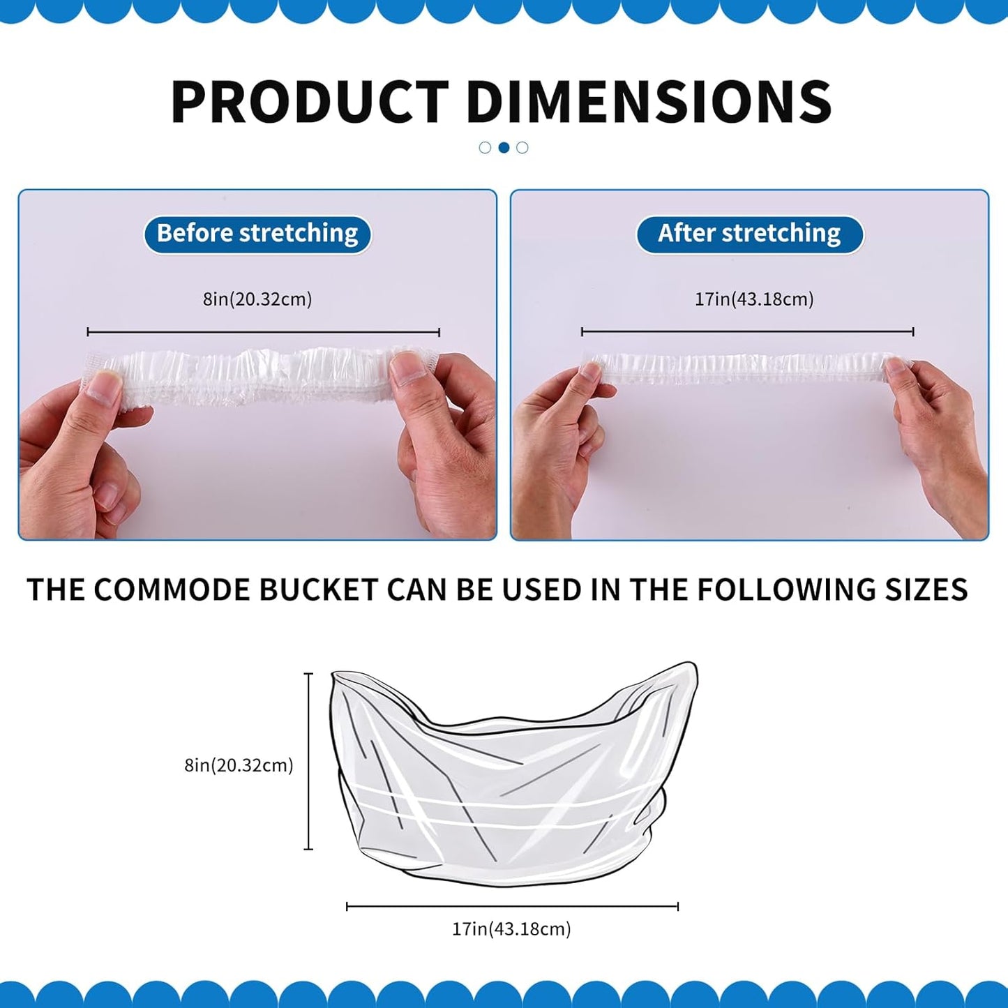 200 PCS Potty Chair Liners with Elastic, Disposable Portable Potty Training Bags, Potty Refill Liners, Toilet Seat Cover 17x8Inches
