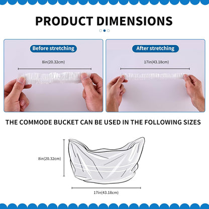 200 PCS Potty Chair Liners with Elastic, Disposable Portable Potty Training Bags, Potty Refill Liners, Toilet Seat Cover 17x8Inches