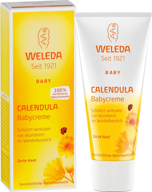 WELEDA Calendula Baby Cream - Protects Sensitive Baby Skin Against Soreness - The Ideal Care for The Diaper Area - Cares Gently & soothes Skin - Promotes Skin Regeneration - 75 ml