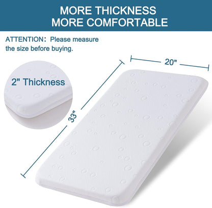 Baby Bassinet Mattress Pad, 41" x 29" x 2" Dual Sided Gel Memory Foam Mattress with Breathable Removable Soft Cover Fit for 4moms Breeze Plus Portable Playard