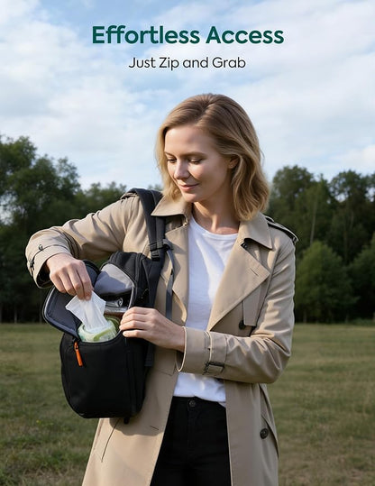 Babelio Grid Wizard Diaper Bag Backpack - Multi Function Waterproof Diaper Bag, Travel Essentials Baby Bag with Insulated Bottle Holders, Baby Shower Gifts, Black
