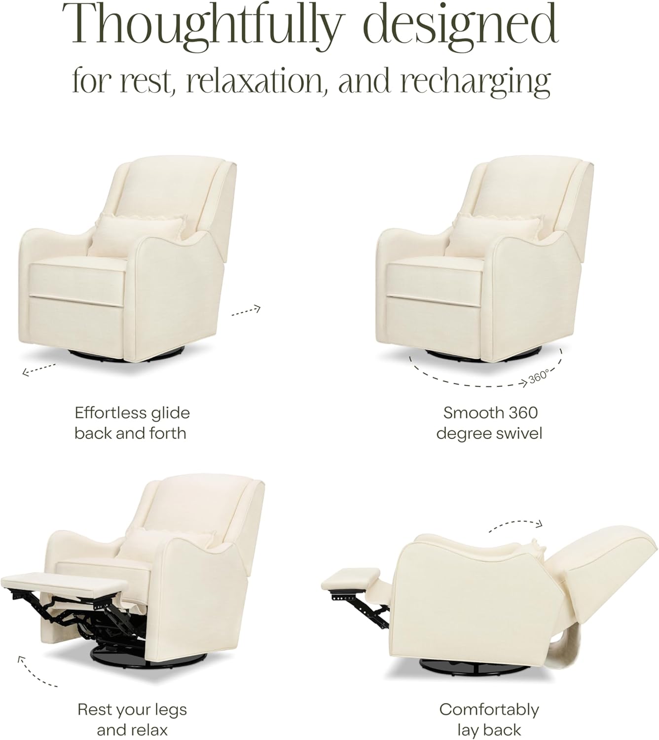 Namesake Devon Recliner and Swivel Glider in Performance Dusty Rose Eco-Basketweave, GREENGUARD Gold and CertiPUR-US® Certified