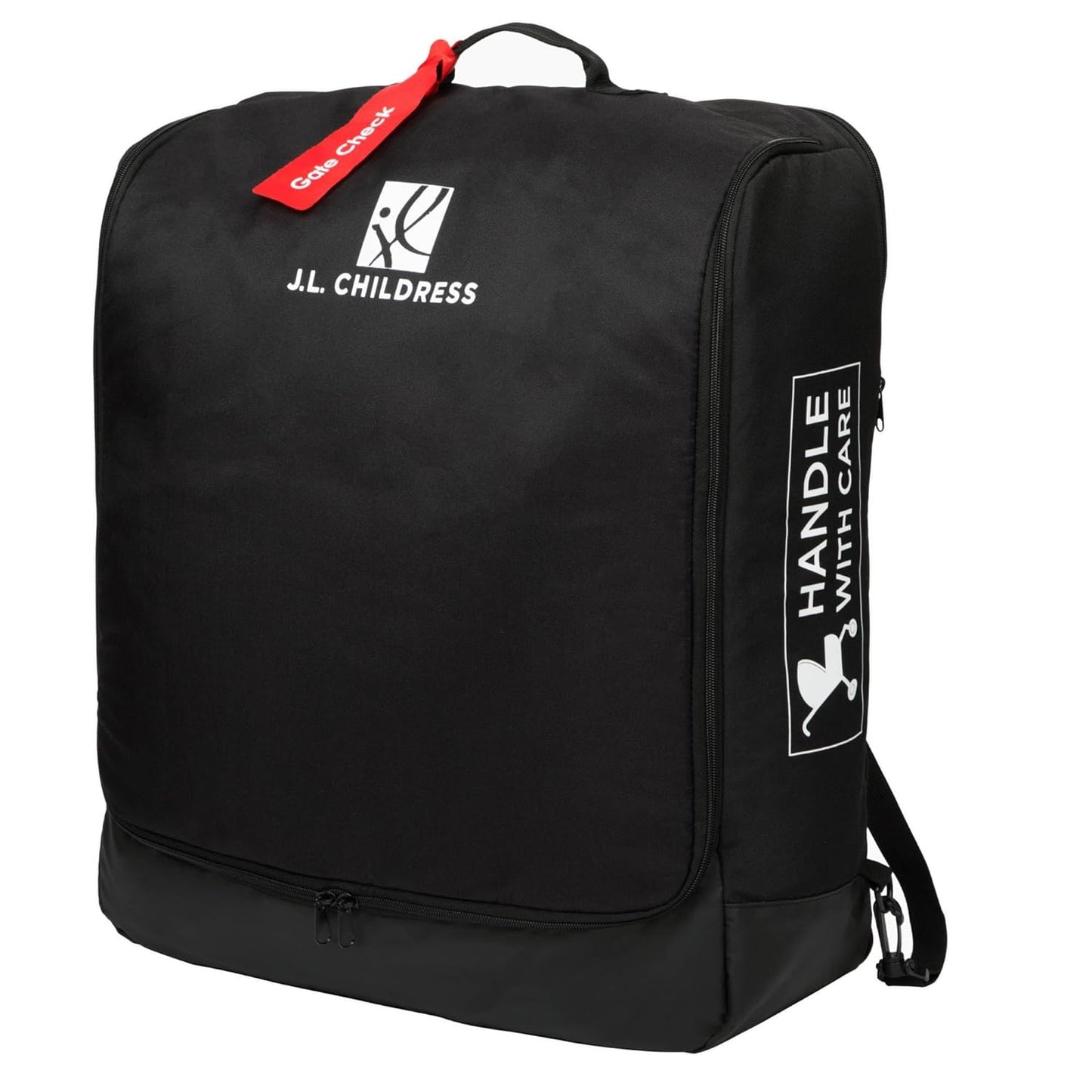 J.L. Childress Compact Travel Stroller Bag for Airplane - Fits Most Compact-Fold Single Baby Strollers, Compatible with UPPAbaby MINU, GB Pockit, Nuna TRVL & More, AirTag Compatible - Black