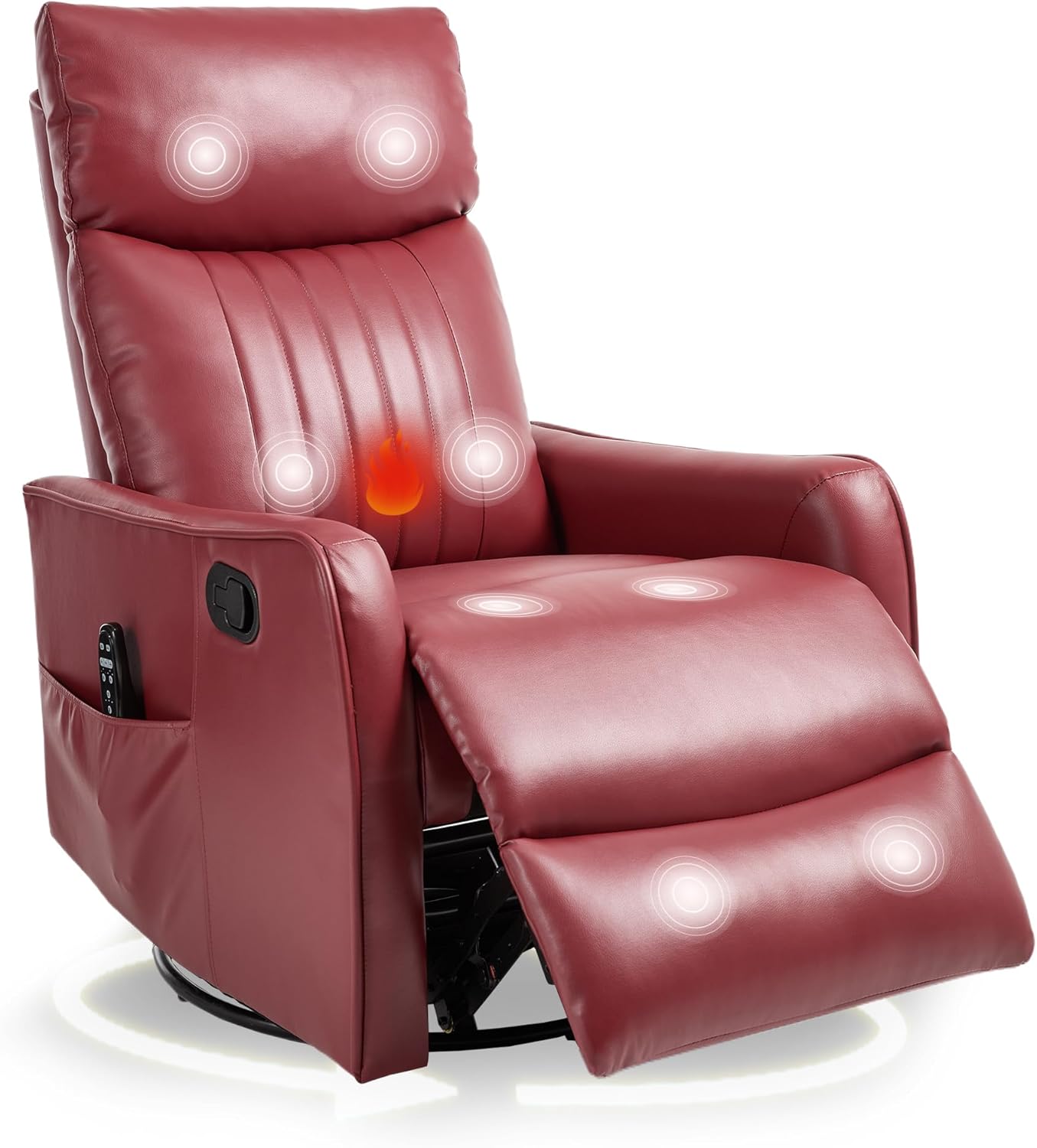 cinkehome Swivel Rocker Recliner, Glider Rocker Recliner Chair for Nursery, Manual Reclining Chair with Heated Massage, Small Spaces, Living Room, Khaki Chenille