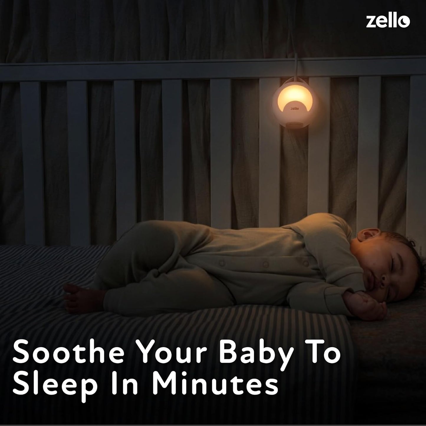 Zello | Portable White Noise Machine | 30 Soothing Sounds | 7 Colour Moon Nightlight | Sleep Timer | 20+ Hours Battery USB Recharge | Clips to Prams, Cots, Cribs | Baby Sleep Aid | Sleep Sound Machine