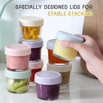 VITEVER 12 Pack Glass Baby Food Storage Containers - 8 oz Baby Food Storage Jars With Lids, Baby Food Maker, Microwave, Dishwasher & Freezer Safe