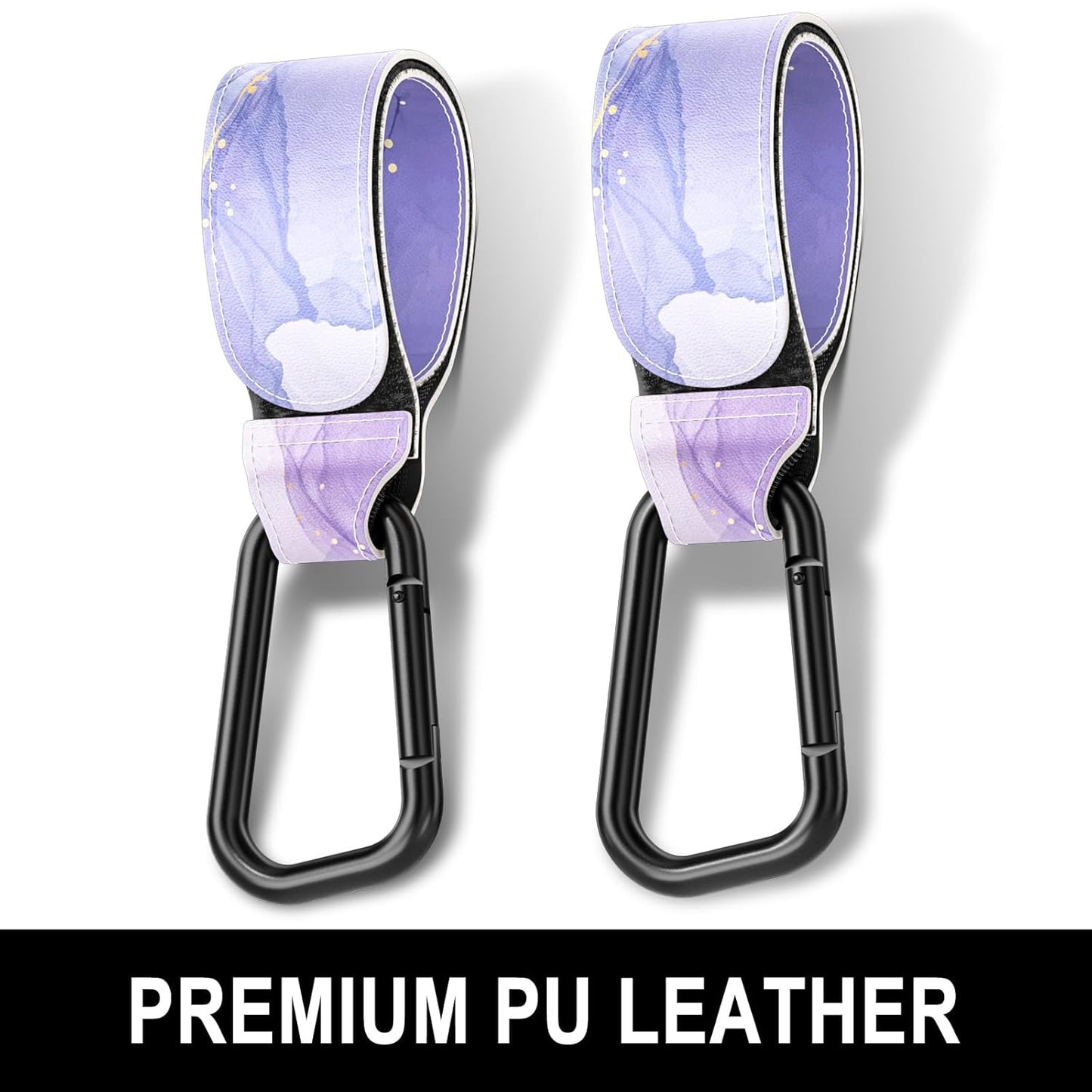 Baby Stroller Hooks for Hanging Bags, Universal Stroller Clips Accessories, Mommy Hook for Diaper Bag, Shopping Cart, Purse, Backpack - 2 Pack, Abstract Leaf