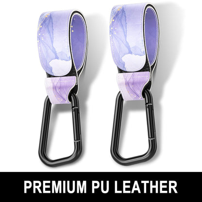 Baby Stroller Hooks for Hanging Bags, Universal Stroller Clips Accessories, Mommy Hook for Diaper Bag, Shopping Cart, Purse, Backpack - 2 Pack, Abstract Leaf