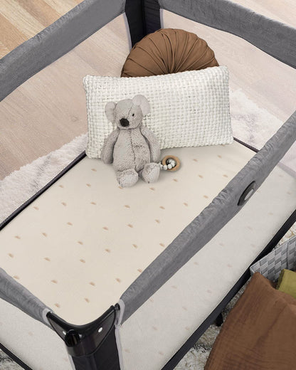 Blissful Diary Muslin Bassinet Sheets for Baby Girls Boys, Boho Soft Cotton Fitted for Oval Hourglass Rectangle Mattress, 2 Pack(Sunshine&Brown)