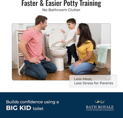 BATH ROYALE Potty Training Seat - Soft Close, Kingsport BR721-00, Elongated White, Adult & Child Combo