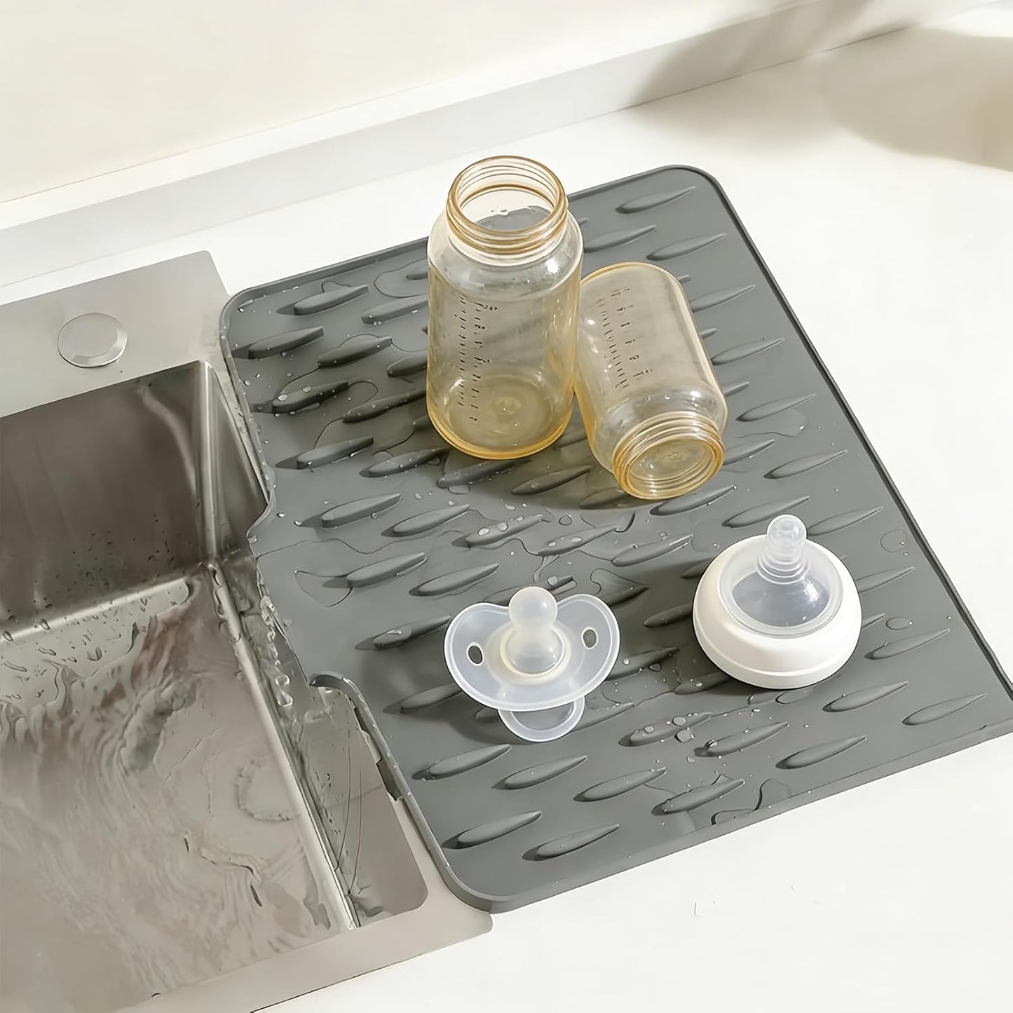 Baby Bottle Drying Rack, Silicone Drying Mat - Multifunctional Kitchen Drying Rack