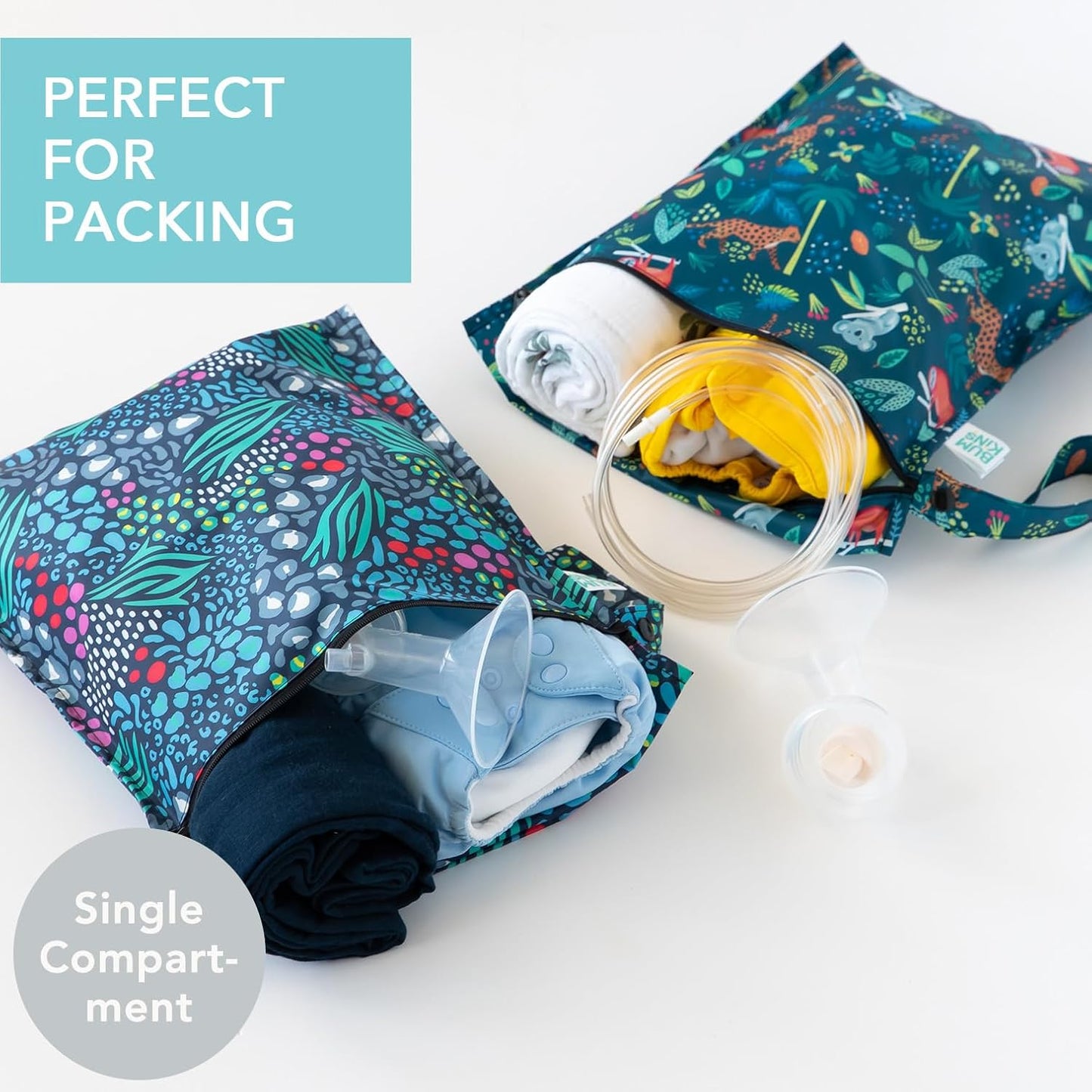 Bumkins Disney Waterproof Wet Bag for Baby, Travel, Swim Suit, Cloth Diapers, Pump Parts, Pool, Gym Clothes, Toiletry, Strap to Stroller, Daycare, Zip Reusable Bag, Packing Pouch, Winnie the Pooh