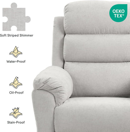 FLEXISPOT Souffle Swivel Rocker Recliner Chair for Adults, Nursery Rocking Glider Chair with Massage & Heat, FSC Wood Frame, Manual Recliner for Living Room, Nursery & Relaxation, Light Grey