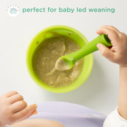 Olababy Baby Led Weaning Advanced Feeding Set – Silicone Training Spoon & Suction Bowl with Lid, BPA Free Self-Feeding Set for Babies 6+ Months (2 Piece)