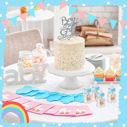 36 Pcs 3.5 Inch Baby Bottle Shower Favor Mini Plastic Candy Bottle Clear Bottles for Baby Shower Mini Feeding Candy Box for Party Favor Gift Decor(Blue)