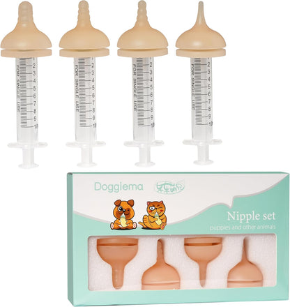 Doggiema Puppy Bottles,Silicone Feeding Nipple and Syringes for All Breed of Puppies and Other Animals Dongdong pet