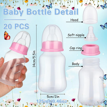 TrelaCo Bottle Chug Baby Shower Game 20 Pcs Baby Bottles Shower Favor with 1 Greenery Theme Sign for Gender Reveal Party Supplies Gifts(Green)