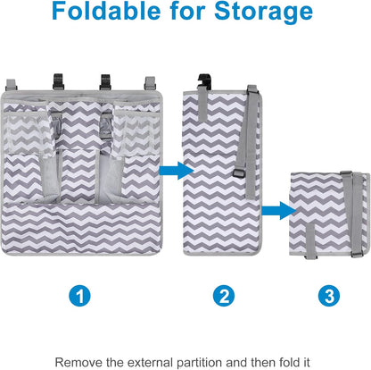 Accmor Hanging Baby Diaper Caddy Organizer, Diaper Stacker, Baby Crib Hanging Classified Storage Bag Organizer for Changing Table, Crib, Playard or Wall & Nursery Organization, Grey