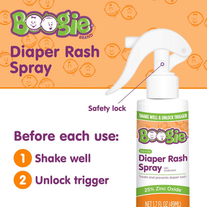 Boogie Diaper Rash Cream Spray for Baby, Travel Friendly No-Rub Touch Free Application for Sensitive Skin, Over 200 Sprays per Bottle, 1.7 oz (Pack of 1)