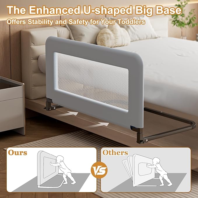 Toddler Bed Guard Rail for Baby - Sturdy Metal Safety Rail for Twin, Crib, Queen, Bunk, Full Side Beds - Kids Guardrail Protector (48 inch)