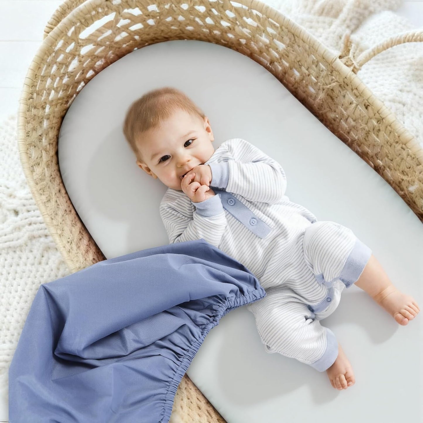 3 Pack Stretchy Bassinet Sheets 20" x 33" Compatible with Baby Delight, Angelbliss, Maxi-COSI & Most Regular Size Bedside Sleeper- Soft Breathable Fitted Bassinet Sheets for Baby - Yellow & Flower