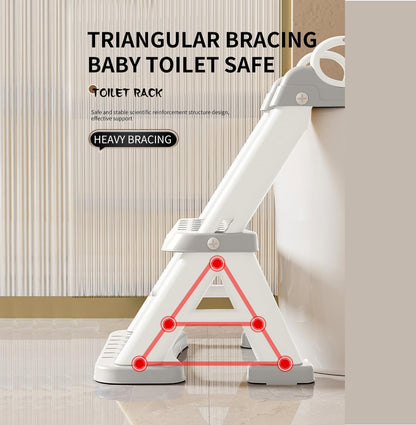 PandaEar Toilet Potty Training Seat with Step Stool Ladder, Comfortable Safe Potty Seat with Anti-Slip Pads Ladder & Bear Design for Kids Boys Toddlers -Grey