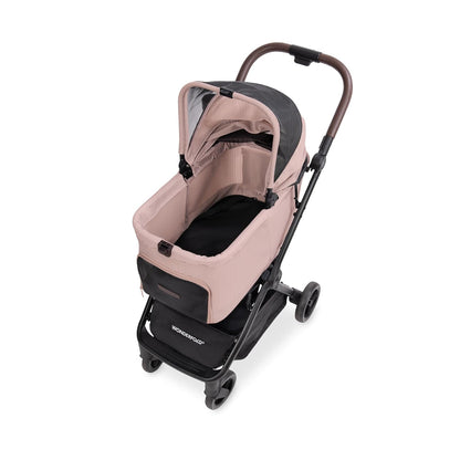 WonderFold Bella Pet Stroller - Autofold Design with Lightweight Aluminum Frame, Breathable Carriage Fabrics and Canopy, Safety Tethers & Easy-Clean Interior - Graphite Black