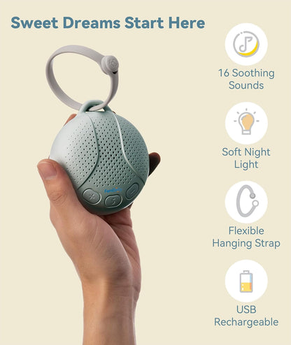 Sound Machine for Babies and Kids - Baby Sleep Soother | Portable White Noise Machine with Night Light for Nursery | 16 Soothing Sounds | Shush | Travel | Registry Gift | Baby Shower