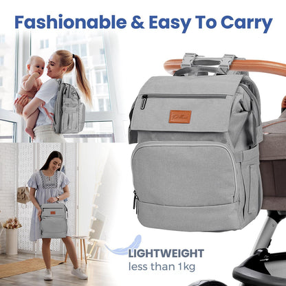 PILLANI Baby Diaper Bag Backpack - Large Waterproof Travel Diaper Bag for Boys & Girls, 16 Organizer Pockets with Changing Pad, Insulated Bottle Pockets & Stroller Straps, Baby Shower Gifts, Dinosaur