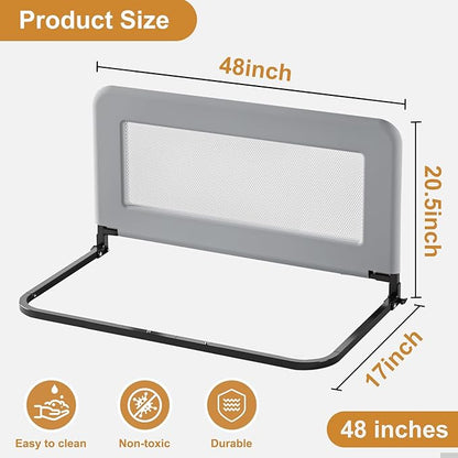 Toddler Bed Guard Rail for Baby - Sturdy Metal Safety Rail for Twin, Crib, Queen, Bunk, Full Side Beds - Kids Guardrail Protector (48 inch)