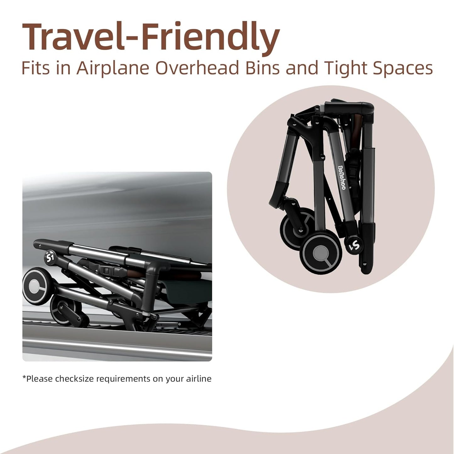 Lightweight Travel Baby Stroller, Foldable Portable Airplane Compact Umbrella Strollers for Toddler 1-3 Years (S1-Black)