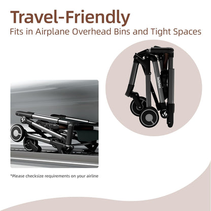 Lightweight Travel Baby Stroller, Foldable Portable Airplane Compact Umbrella Strollers for Toddler 1-3 Years (S1-Black)