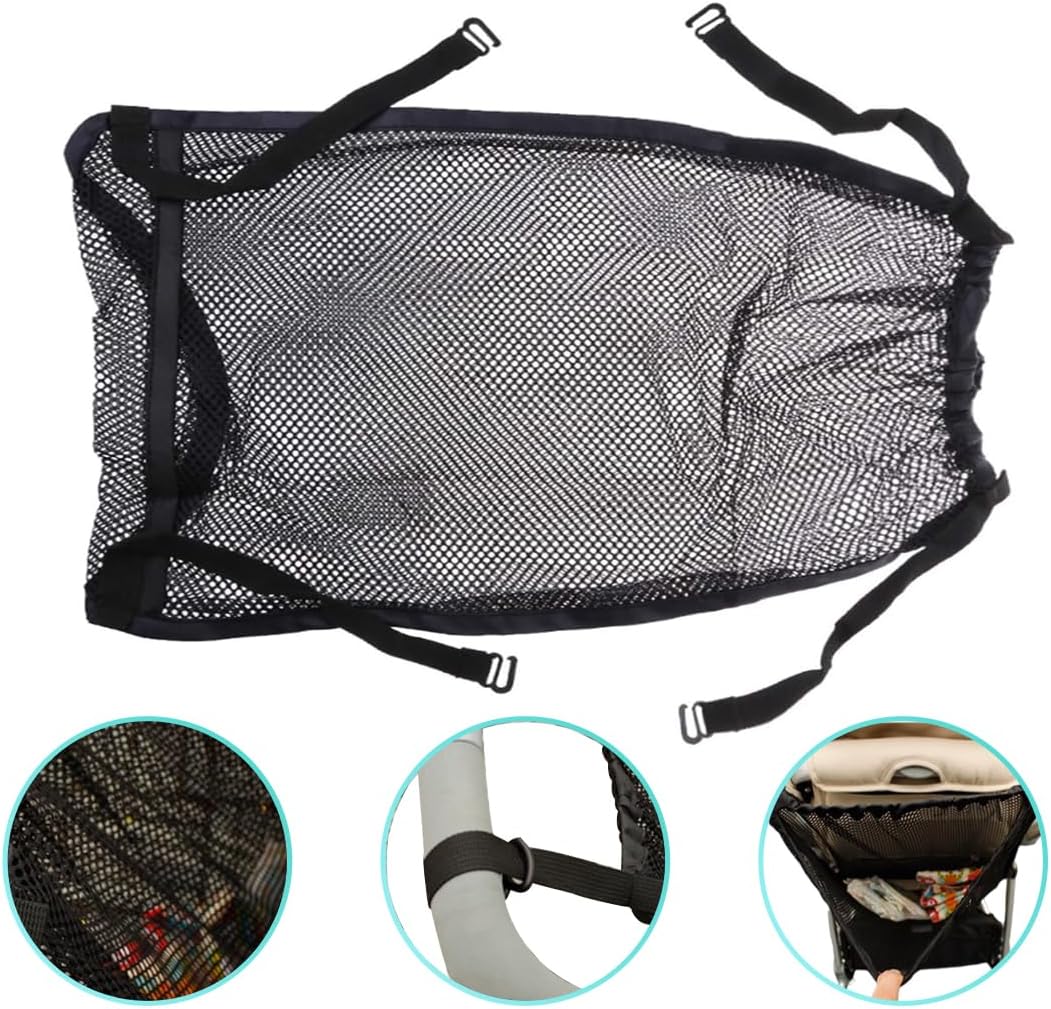 Universal Stroller Organizer, Universal Baby Stroller Hanging Mesh Pocket with Detachable Straps, Infant Prams Storage Organizer Bag