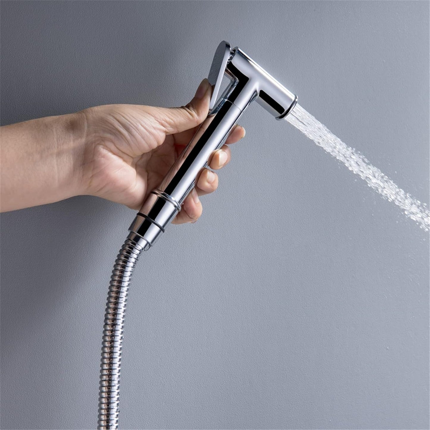 Bidet Sprayer for Toilet, Wall Mounted Hot and Cold Bidet Faucet, Handheld Cloth Diaper Sprayer Kit,Chrome(Gunmetal Gray)