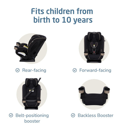 Maxi-Cosi Kani 4-in-1 Infant Kids Convertible Car Seat, Rear-Facing, Forward-Facing, Booster, Slim 3-Across Fit, Magnetic Buckle, 5-Position Recline, Fits 5-100 lbs, 19-57 in, Caspian Caviar