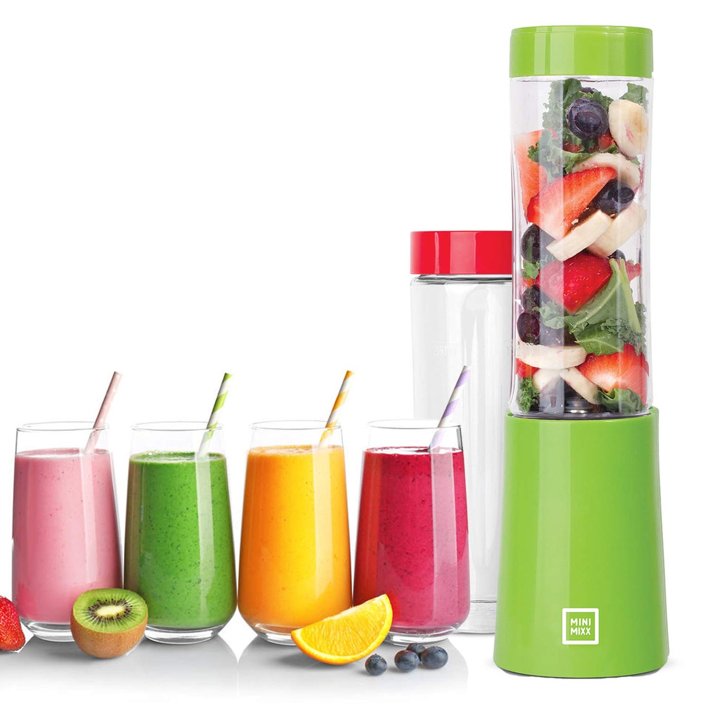 Euro Cuisine MM1R Personal Blender - Compact & Portable Smoothie Blender, Mini Blender Cup for Smoothies, Shakes, Baby Food,Single Serve Blender - Red