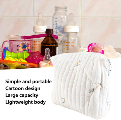 Diaper Bag, Bag Quilted Cotton Cute Pattern Nappy Diaper Storage Bag with Stroller Hooks Portable Stroller Baby Diaper Bag Diaper Bag Organizer Pouches for Baby Bottles