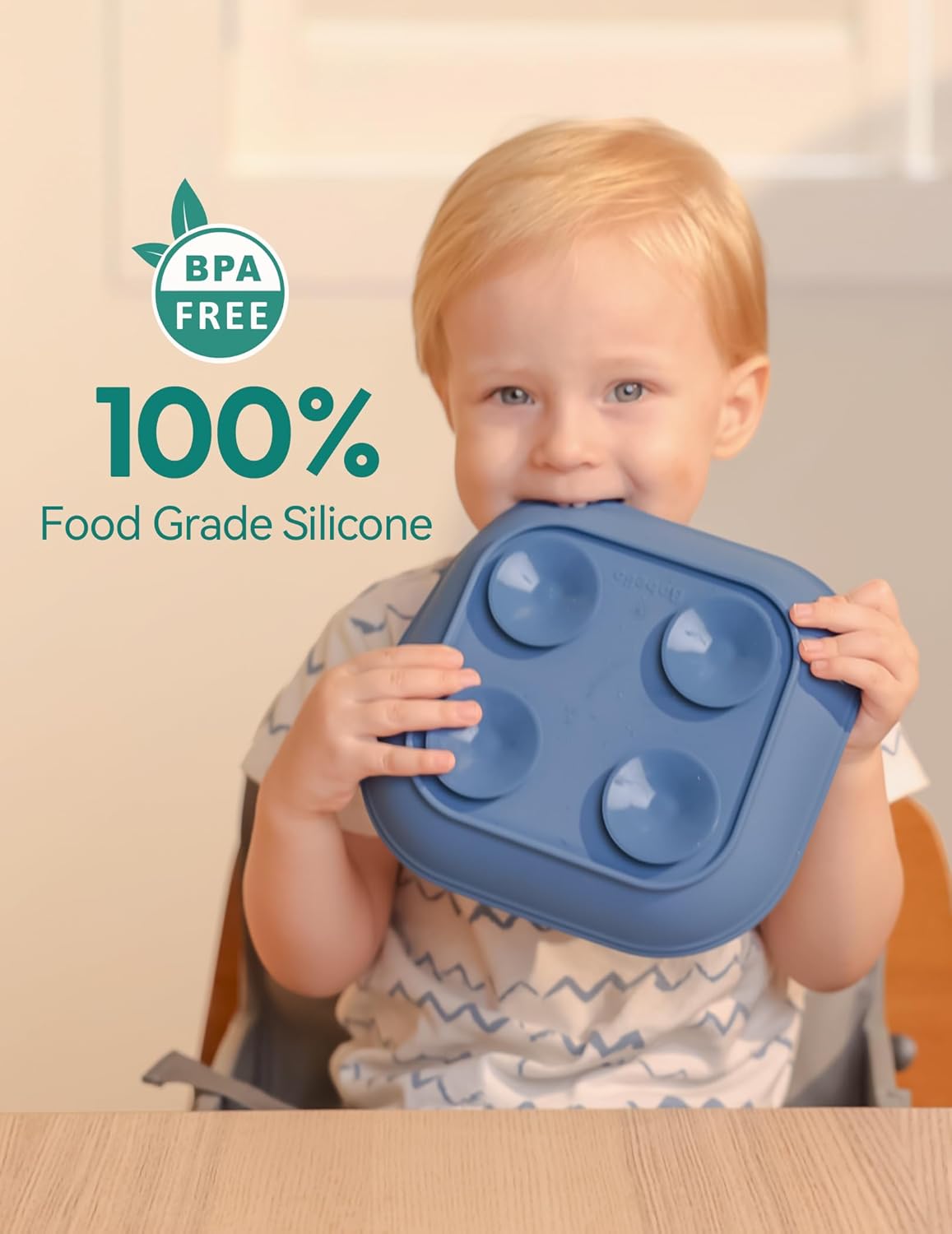 BABELIO Powerful Suction Plates for Baby and Toddler, 100% Food Grand Silicone, Divided, BPA Free, Microwave & Dishwasher Safe, Stay Put, 3 Pack
