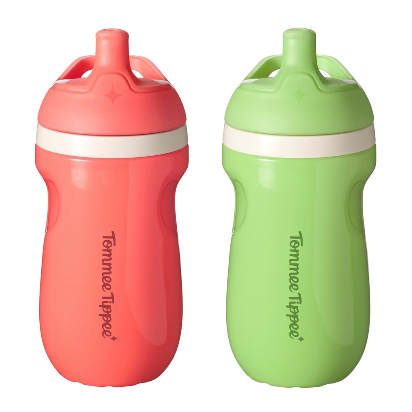 Tommee Tippee Insulated 9oz Sporty Spout Toddler Water Bottle, No Spill, Sippy Cups for Toddlers 1-3, Two-Piece Valve Helps Stop Spills, Green & Teal, BPA Free, Pack of 2