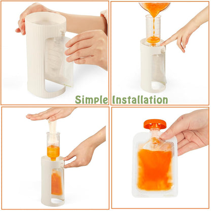PandaEar Squeeze Station for Baby Puree Food Storage, Baby Food Pouch Filling Maker with 10 Pcs Pouches, Pouch Filling Station for Infant and Toddlers